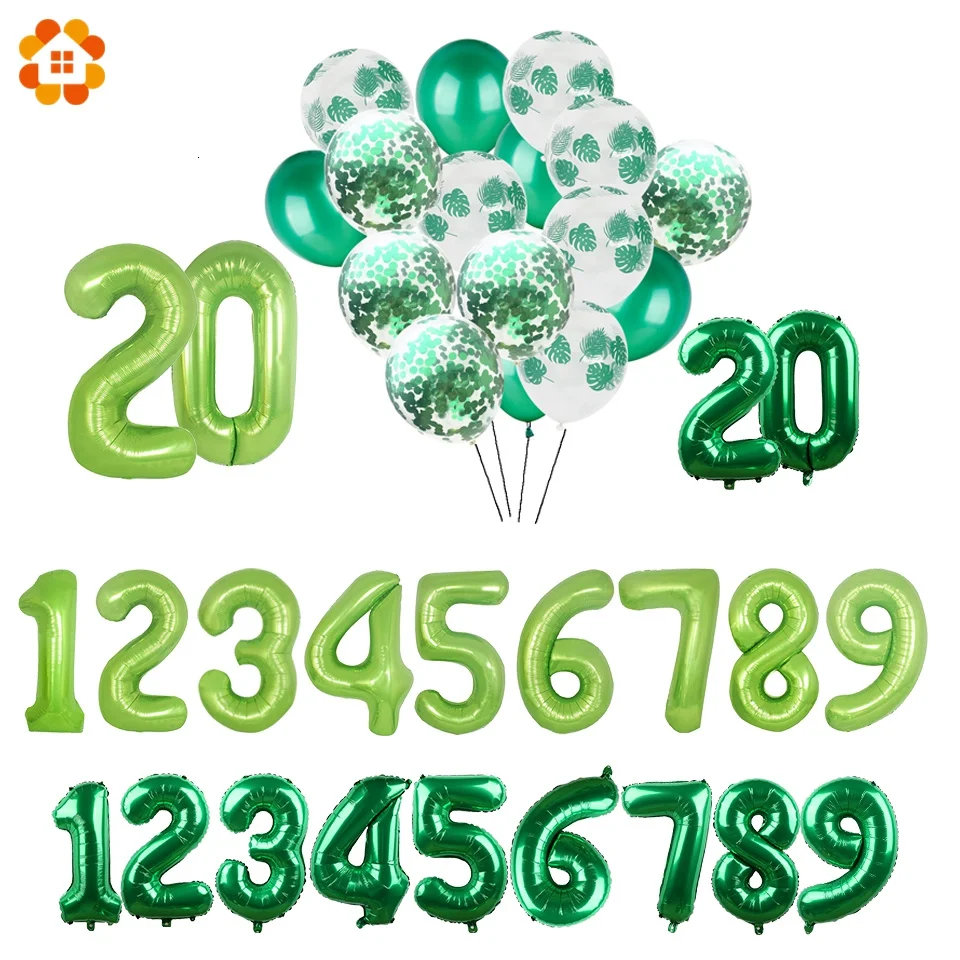 Новые зеленые цифровые вечерние льгированные воздушные шары 32/40 дюйма с