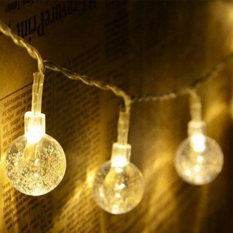 Warm White Light QYJSD сказочная гирлянда, светодиодный хрустальный шар, гирлянда для рождественской елки, новогодней свадьбы, дома, спальни, внутреннего аккумулятора, Декор - Испускаемый цвет: Warm White Light