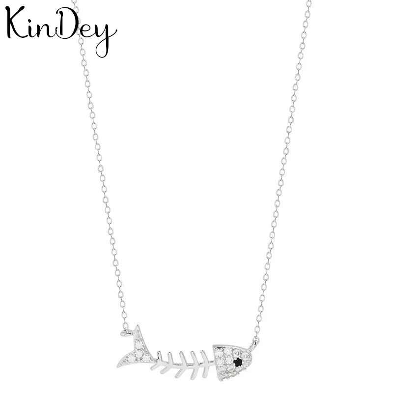Kindey Boho 925 пробы серебряные ожерелья с рыбками для женщин девочек Подарки себе Красивая подвеска на ожерелье воротник