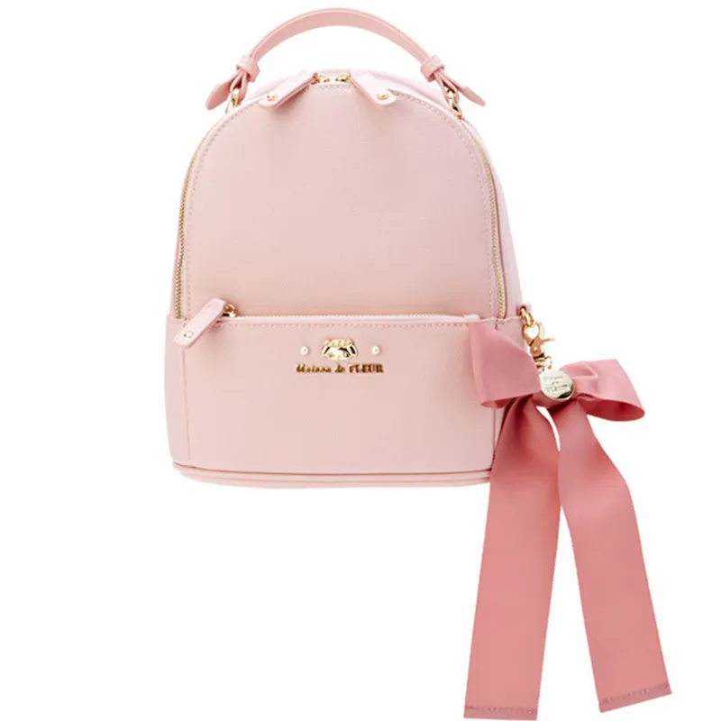 CuteAnimeMiniBackpackKawaiiBagsforWomenGirlsBowknotPink