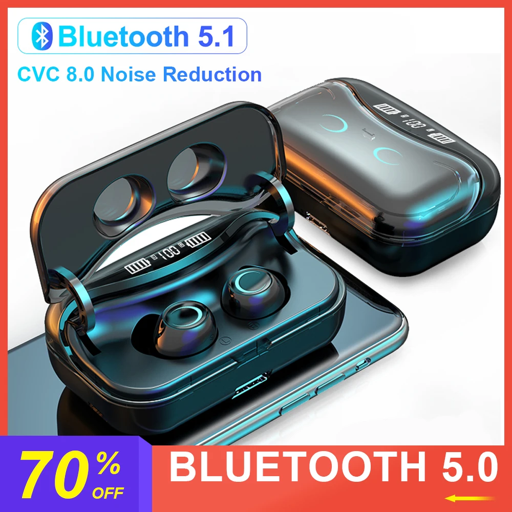 

G08 TWS Bluetooth 5.1 Earphone Touch Control Wireless Headphons 9D HiFi IPX7 Waterproof Earbuds Headset with LED Display 2500mAh