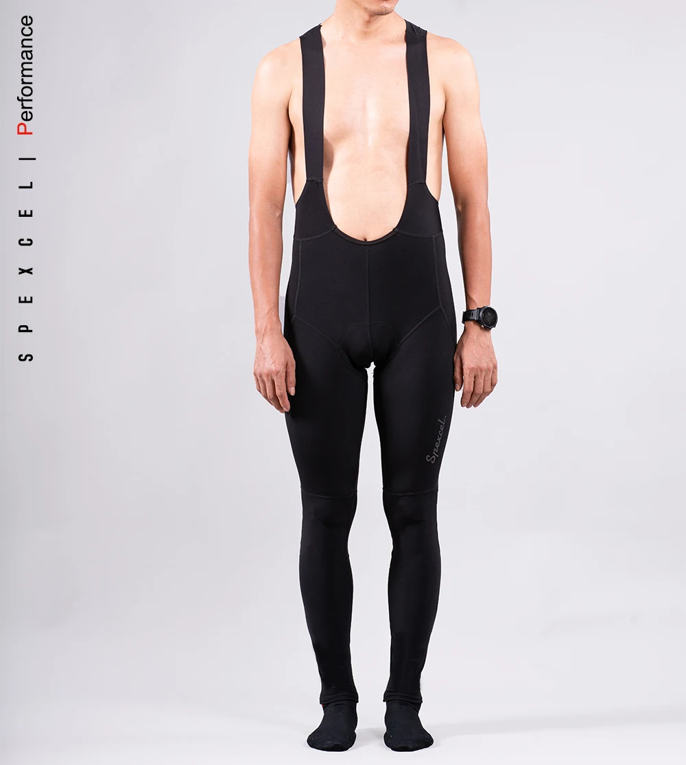 SPEXCEL Performance Winter Thermal Fleece cycling tights thermal fleece cycling bib pants with Colorful Reflective stripe cycling pants