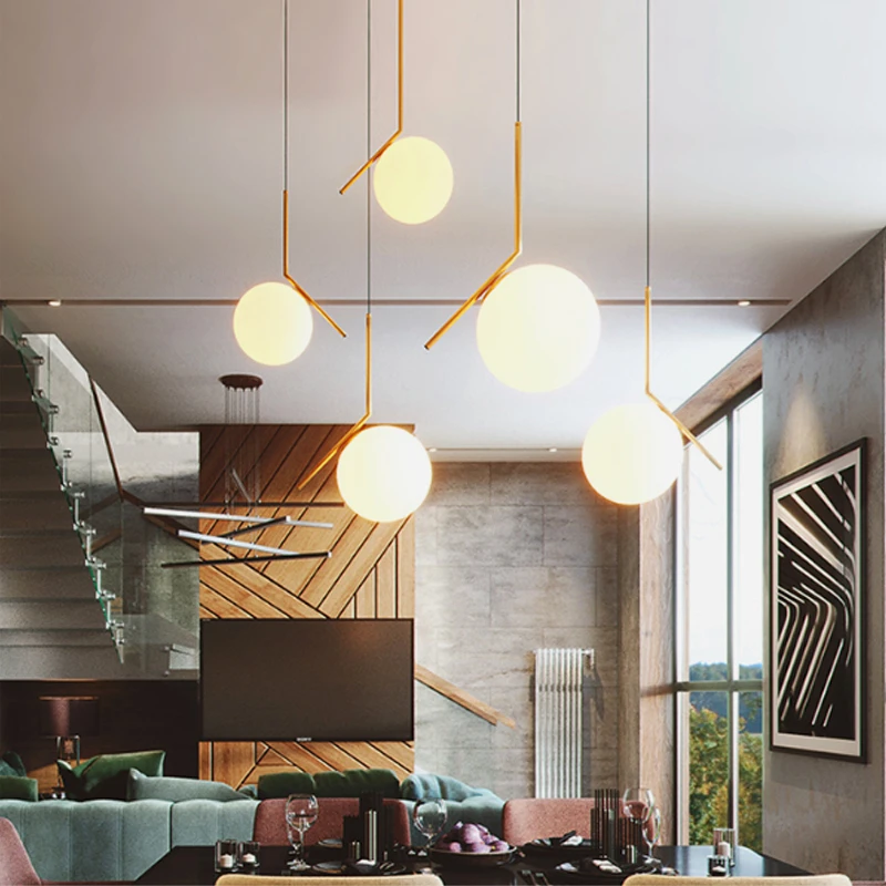 Современный подвесной светильник для гостиной/спальни/минимализма/ресторана, скандинавские украшения одежды, подвесной светильник со стеклянным шаром