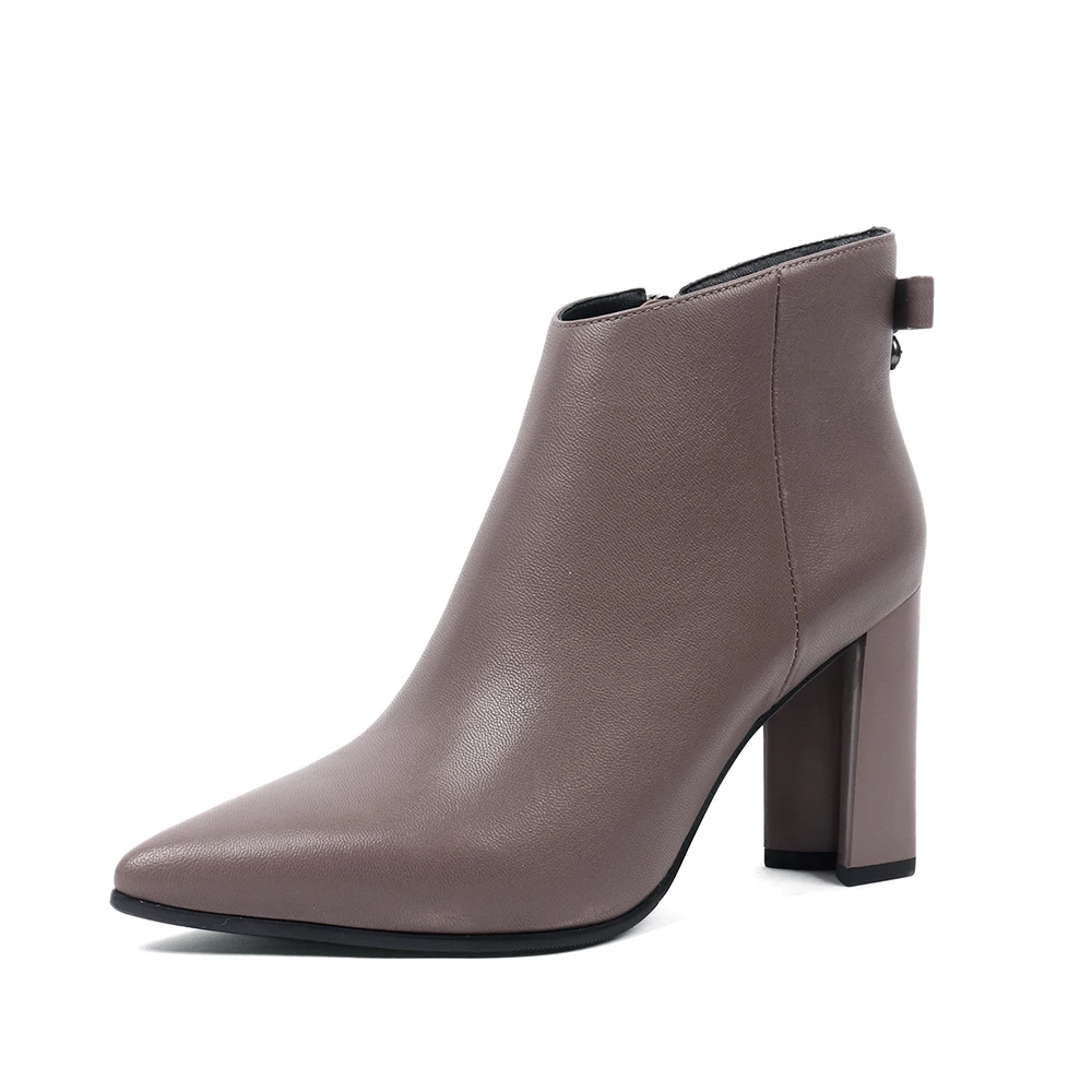 SOPHITINA/модные ботинки с бантиком-бабочкой; Высококачественная женская обувь из овечьей кожи на квадратном каблуке с острым носком; ботильоны; SC573 - Цвет: Gray