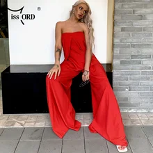 Missord  Sexy Tube Sleeveless Jumpsuit Solid Color Plus Size Loose Streetwear Evening Party Romper FT18843-1