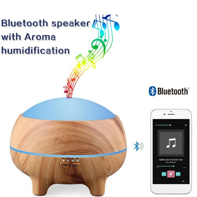 300Ml Aromatic Oil Diffuser Bluetooth Music Speaker Ultrasonic Air Humidifier 15 Color Change Led Lights