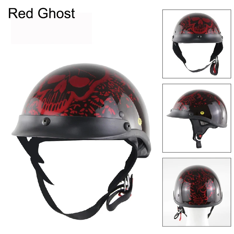 Мото rcycle шлем электрический автомобиль capacete casco мото мопед шлем призрак голова Половина велосипед мото крест шлем хищника - Цвет: Red Ghost