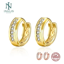 INALIS круглая инкрустация циркония золотого цвета и цвета розового золота медные серьги-гвоздики для женщин серьги-гвоздики ювелирные изделия