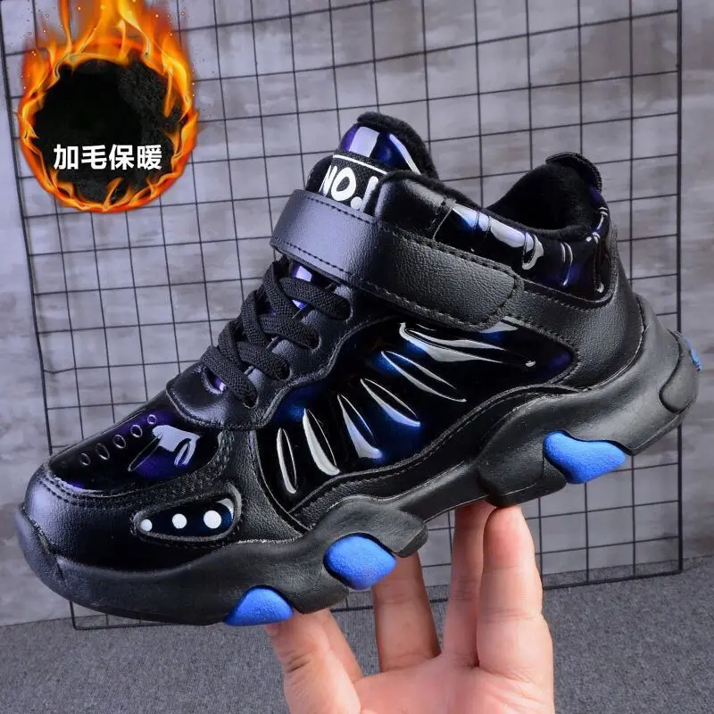 

2019 Athletic Shoes BOY'S Cotton-padded Shoes plus Velvet Warm-Style Leather Large Cotton-padded Shoes BOY'S Winter Children Unl