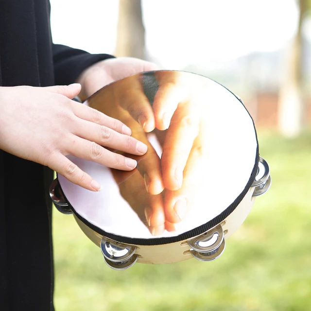 Tambourin en bois de 8 pouces, tambour à main, cloche, Instrument de  musique à Percussion, KTV éducatif, jeux de fête pour enfants - AliExpress