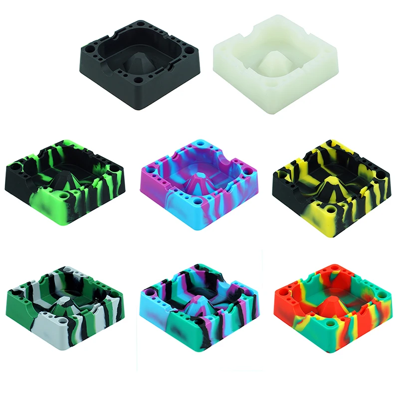 Square Silicone Ashtray Portable Ash Tray Smokeless Colorful Smoking Accessories Ashtrays