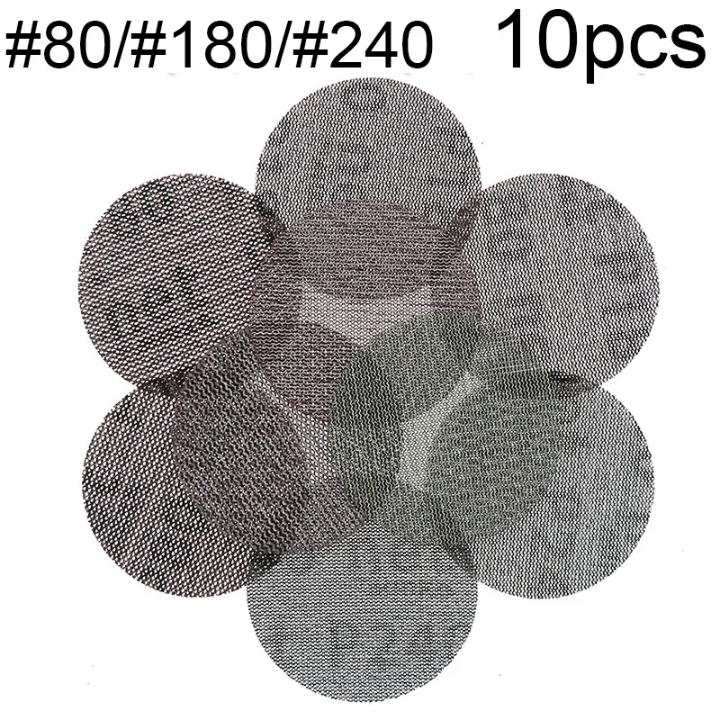 10 шт./компл. 75 мм 80/180/240 Грит полировки Экран сетки наждачная бумага Anti-blocking на застежке-липучке шлифовальник диск абразивный инструмент