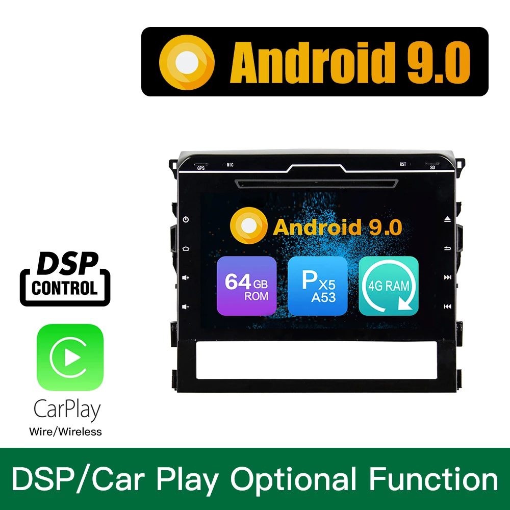 Android 9,0 Восьмиядерный 4 Гб ОЗУ 64 Гб ПЗУ автомобильный DVD gps навигационный мультимедийный плеер автомобильный стерео для TOYOTA Highlander