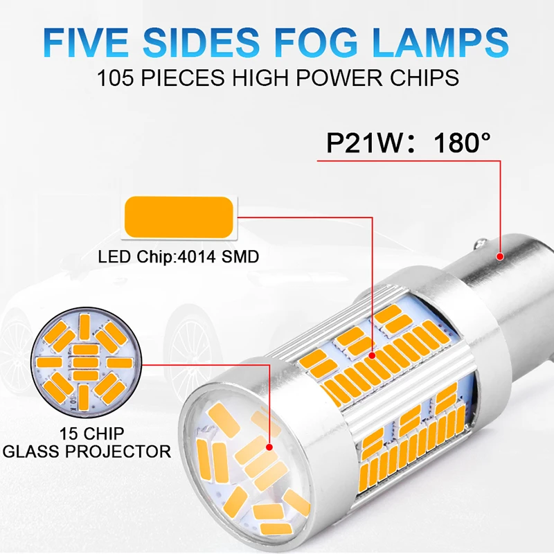 2 шт. BA15S P21W BAU15S PY21W 1156 Led T20 7440 лампы автомобильная поворотная сигнальная лампа белого и желтого цвета авто светильник 12 в Led обратный светильник хвост лампы