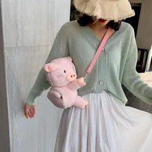 Женская сумка через плечо с мультяшными плюшевыми милыми кукольными ручками, сумка-мессенджер для студентов, розовая сумка-свинья Bolsa Feminina, сумка через плечо