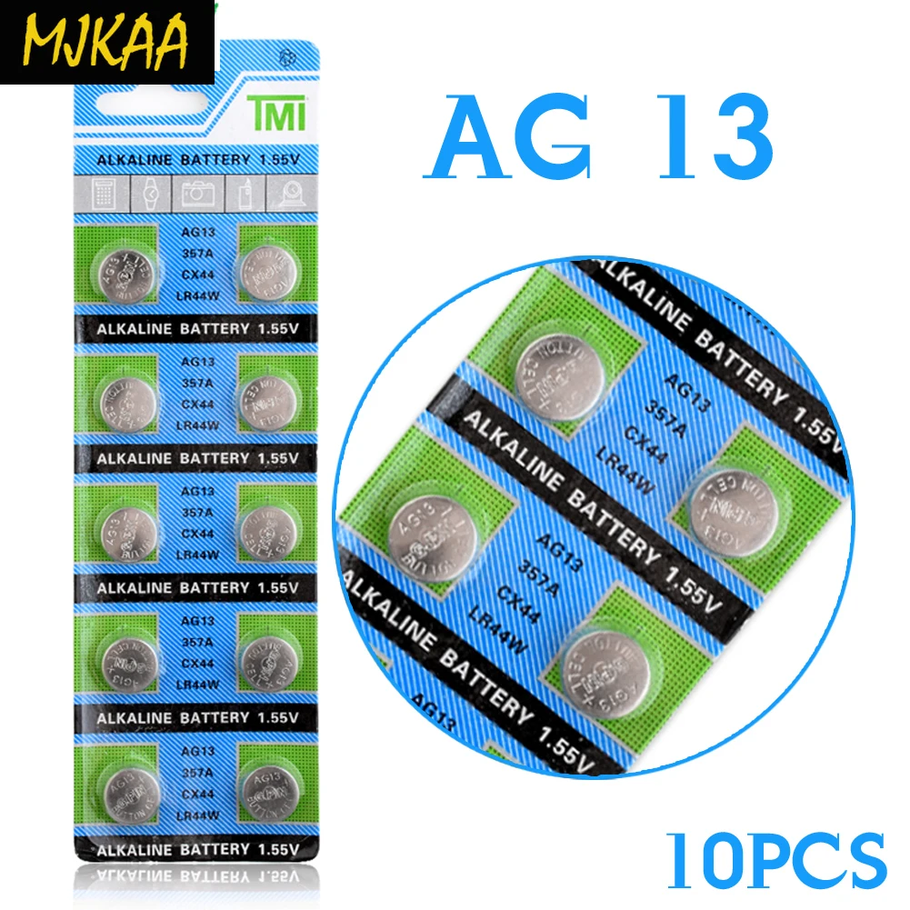 MJKAA 2019 оптовая продажа 10 шт AG13 LR44 357A S76E G13 Кнопка сотового Батарея батареи 1 55 V