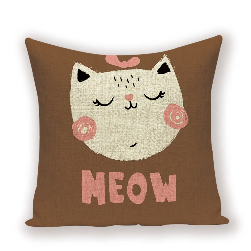 L1399-11 С рисунком кота из мультфильма, накидка для подушки, милый котенок декоративная наволочка Чехлы для подушек автомобиля размером 45*45 см белье Гостиная подушки Чехол Cojin - Цвет: L1399-11