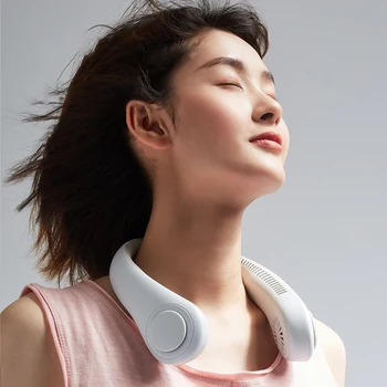 

Halter Small Fan Portable Turbine Leafless Halter Neck Electric Fan Rechargeable Office Desk Surface Panel Large Wind Power