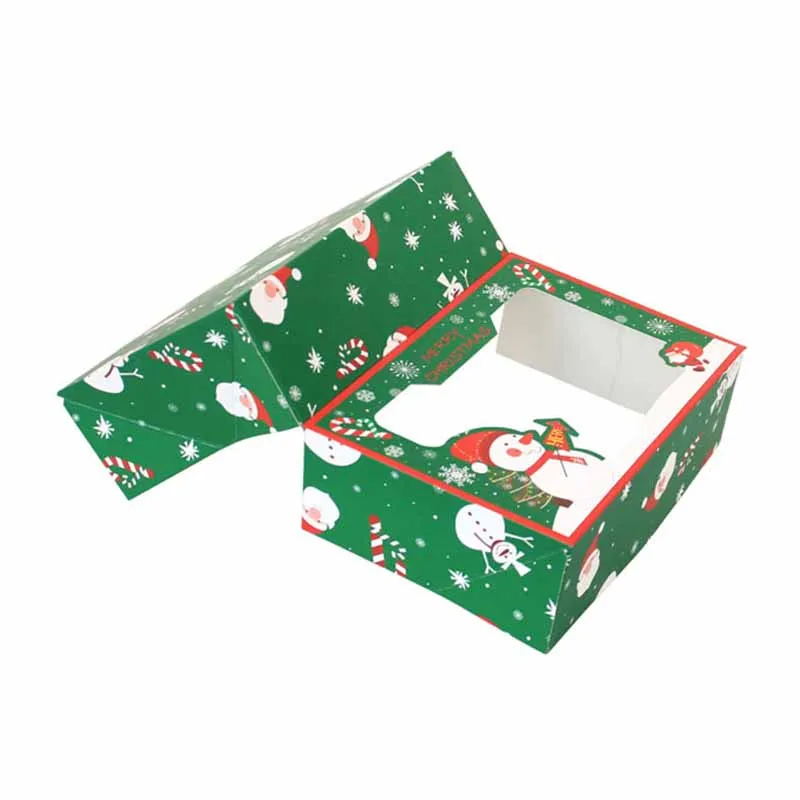 4 pezzi scatola di biscotti di natale carta Kraft caramelle scatole regalo  PVC finestra trasparente imballaggio per alimenti Noel Party regalo per  bambini capodanno Navidad - AliExpress