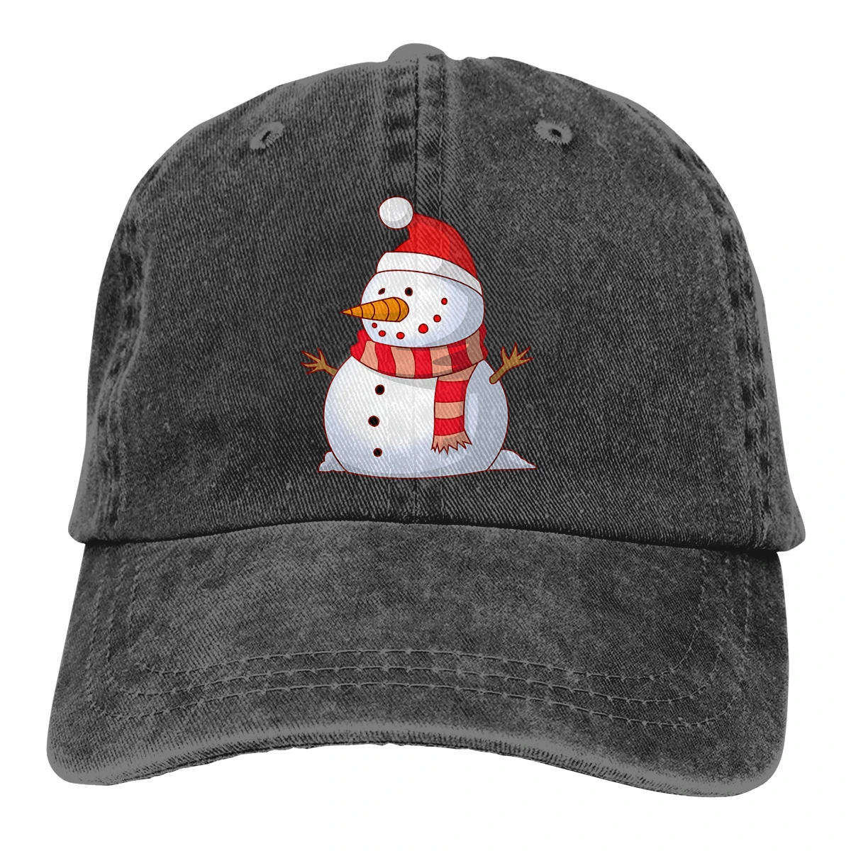 Снеговик Casquette черный унисекс Мужские Женские деним Strapback бейсболка Регулируемая Гольф папа шляпа