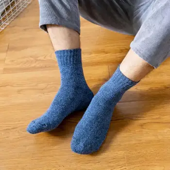 

5 Pairs Fashion Men Wool Cashmere Socks Winter Warm Thick Solid Sports Socks