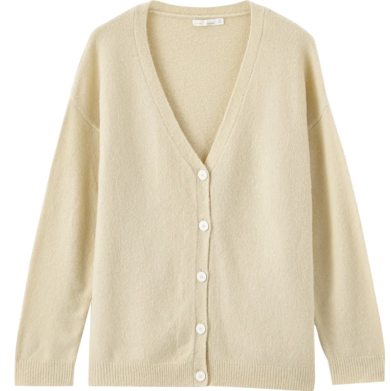 Light Yellow INMAN, осень, Новое поступление, v-образный вырез, однотонный, подходит ко всему, элегантный, литературный минимализм, женский кардиган - Цвет: Light Yellow