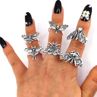 hzew 5pcs Resizable Death Head Skull Butterfly Moth Ring Creativity Gift For Women Men 1