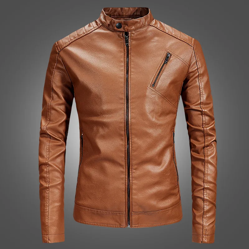 

Autumn And Winter New Style MEN'S Leather Coat-Style Stand Collar Casual Ouma Slim Fit MEN'S Leather Jacket Coat Fashion