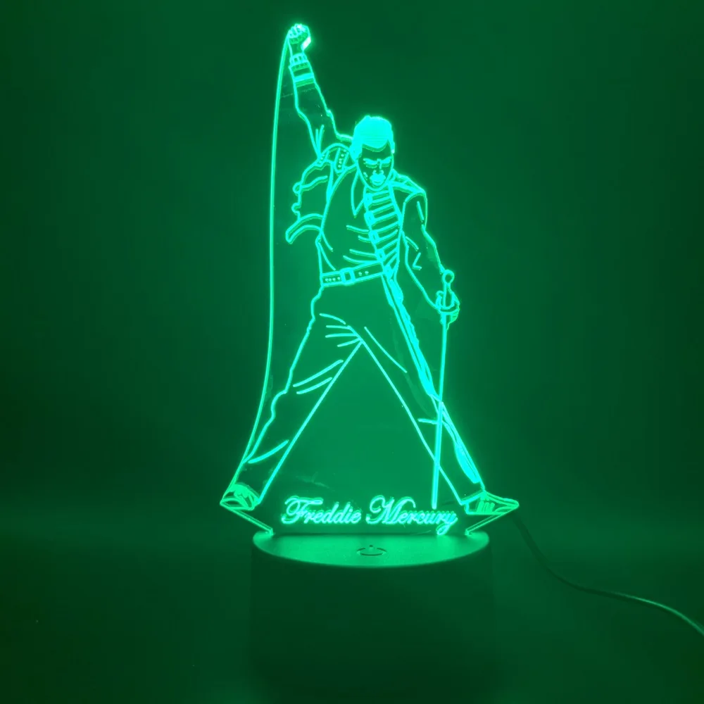 3d светодиодный Ночной светильник, британский певец Фредди Меркурий, ночной Светильник для офиса, украшения дома, лучший подарок для фанатов, Прямая поставка