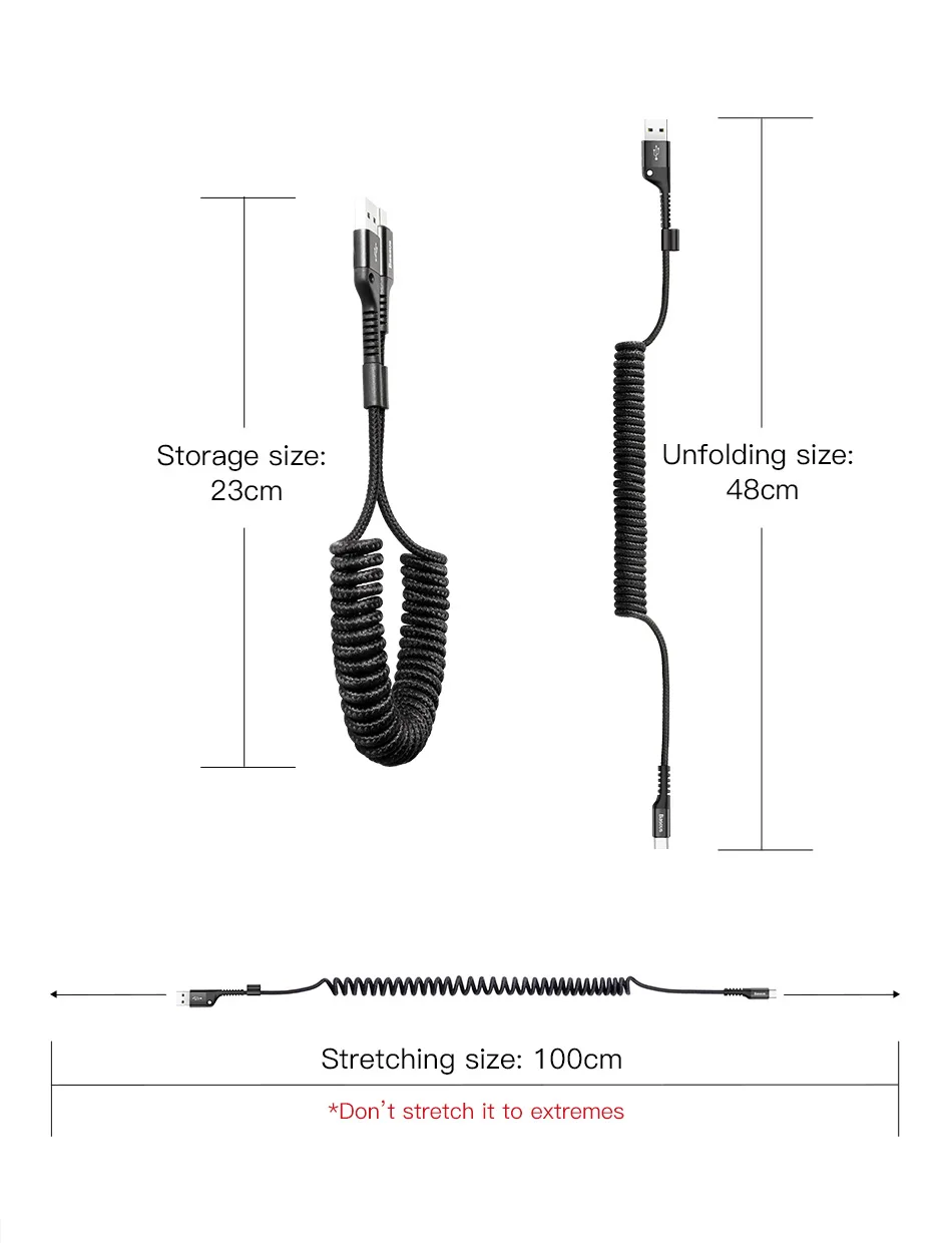 Выдвижной пружинный кабель usb type c для быстрой зарядки samsung s8 s9 huawei P20 oneplus xiaomi note 7 usb c кабель зарядного устройства Android