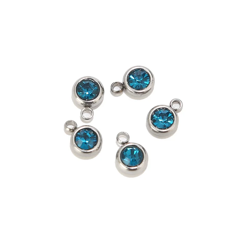 10pcs Stainless Steel Birthstone Charms Beads for Women Jewelry Making