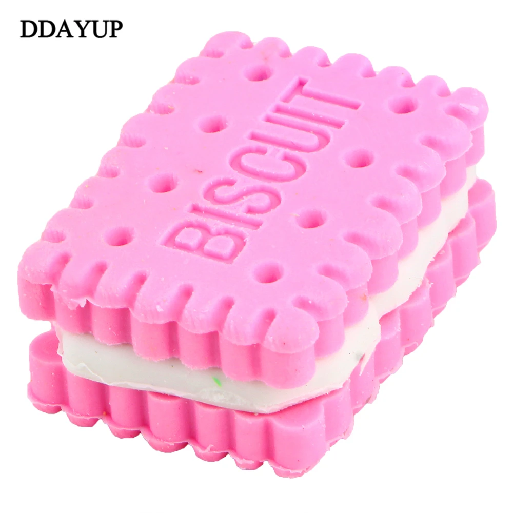 4pcs/pack Cartoon Creative Biscuit Pencil Eraser Kawaii Rubber Stationery For Children Gifts School Supplies|stationery for children|kawaii