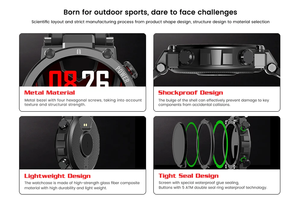 Kospet Raptor Smartwatch 2022 Outdoor Sport Rugged Smart Watch Men  Bluetooth Clock Ip68 Waterproof Fintess Tracker For Android - Smart Watches  - AliExpress