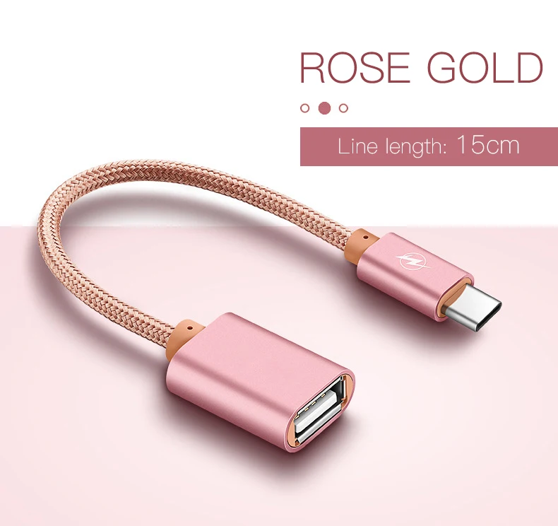 Rose gold Usb type C OTG кабель адаптер для телефона USB C разъем для samsung S10 Xiaomi Redmi huawei USB 2,0 OTG конвертер для мобильного телефона - Цвет: Rose gold
