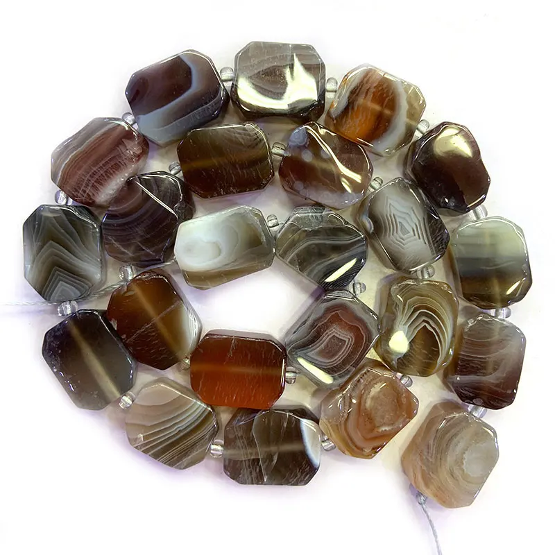 12x16mm Natural Botswana Agate Beads DIY Freeform Geometric Loose Stone Beads For Jewelry Making Beads Necklace Women Gift