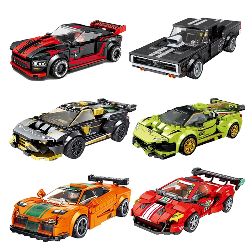 Speed Champions Sports Car R56 F8 Mustang Gt40 R8 Dodge Charger Figure Building Blocks Mattoni Modello Moc Toys Regalo Per Bambini Creativo