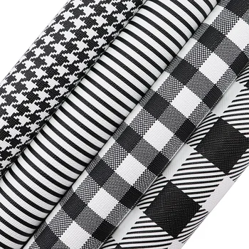 30x132cm Black & White Stripe / Colored Bird Plaid Faux Leather Fabric – DIY Bows, Handbags & Craft Material (BH044) 1