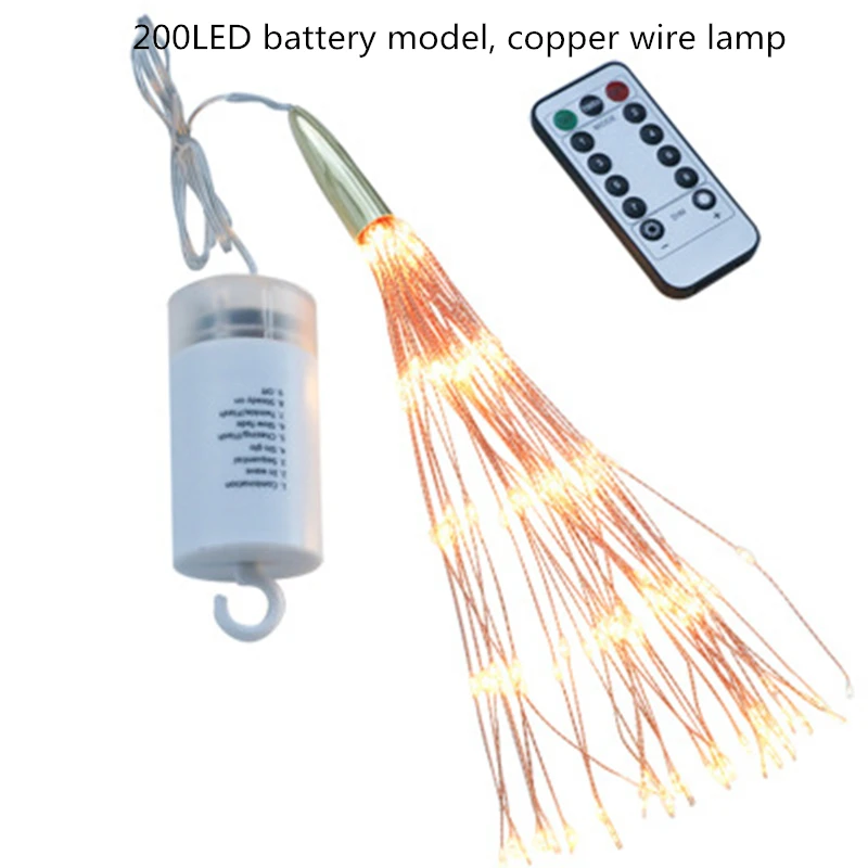 8 режимов DIY фейерверк светодиодный свет струны водонепроницаемый взрыв красочная Фея лампа гирлянда вечерние мигающие огни с пультом дистанционного управления - Испускаемый цвет: 200LED Battery warm