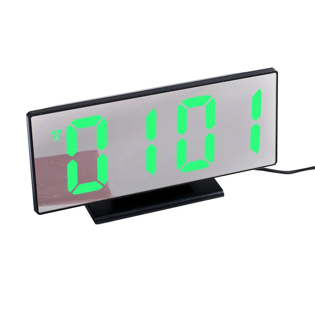 Snooze Desk Digital Alarm Clock LED Mirror Clock Multifunction Snooze Display Time Night Led Table Desktop