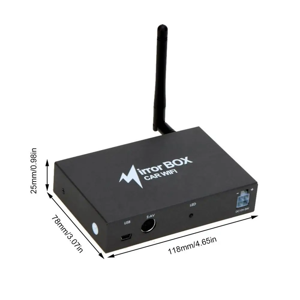 

Car WIFI Mirror Box for Android iOS Mobile Phone Navigation to LCD Monitors Universal A/V Mirror Converter 2.4G