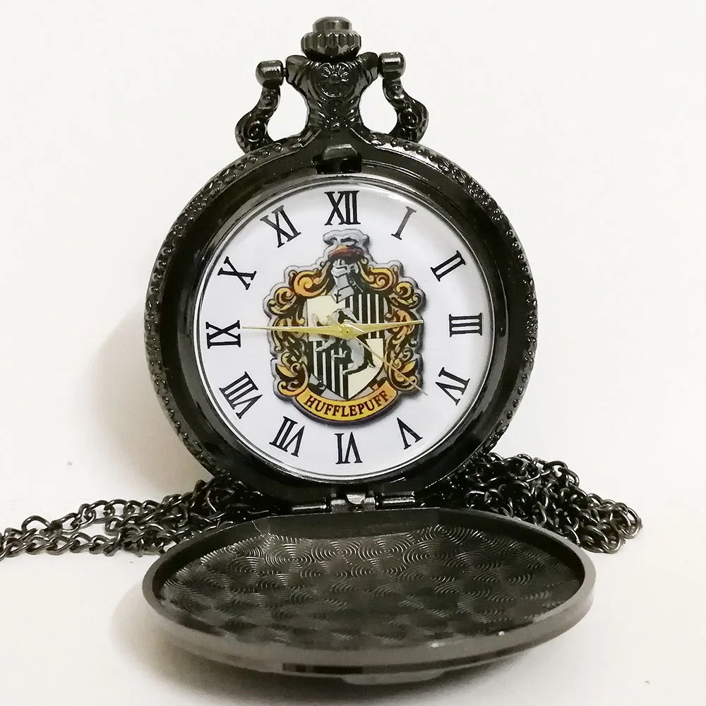Black Badger P905 Черный Ретро hp Hogwarts Gryffindor школьный цветной циферблат кварцевые карманные часы Аналоговые в виде кулона ожерелье Мужские Женские часы Reloj - Цвет: Black Badger P905