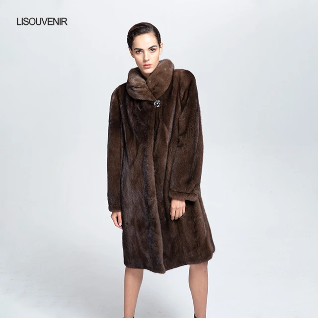 Lisouvenir стиль Настоящее меховое пальто из норки меховая одежда теплая мягкая Роскошная зимняя куртка из натурального меха норки с капюшоном для женщин