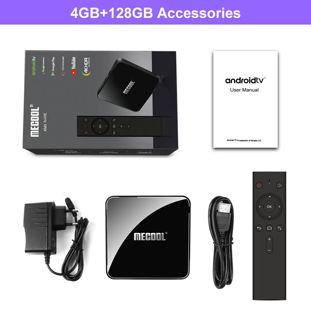 Mecool KM3 ATV 4G 64G 128G Android 9,0 Google certificado Androidtv Amlogic S905X2 4K doble Wifi caja de TV inteligente KM9 Pro 2/16G 4/32G - 5