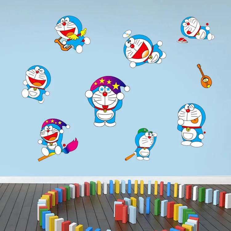 Doraemon Tinker Bell детские Мультяшные 3D настенные наклейки для спальни детского сада водонепроницаемые обои дорожные наклейки