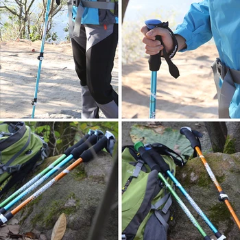 

Hot Ultra-light Adjustable Camping Hiking Walking Trekking Stick Alpenstock Carbon Fiber Climbing Skiing Trekking Pole 1pc