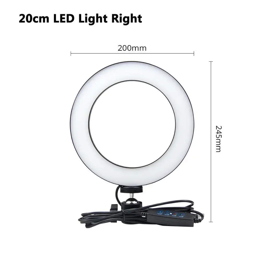 20cm LED Ring Косметический блоггер для макияжа, видео светодиодный светильник, прямая трансляция, сетевая лампа для селфи, светодиодный настольный светильник для макияжа, заполняющий светильник - Испускаемый цвет: 20cm LED Ring