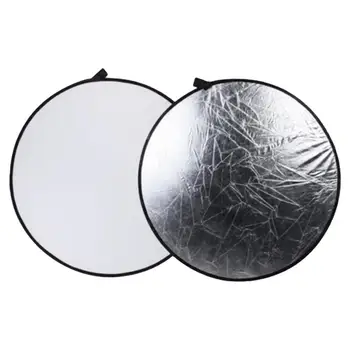 Silver White 12"/30cm Portable Disc Light Reflector Handhold Multi Collapsible For Photography Studio Diffuers Reflector 1
