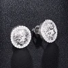 Hip HOP 1Pair Zircon Micro Paved Lion Iced Out Rhinestone CZ Stone Round Bling Stud Earring Copper Earrings For Men Jewelry ► Photo 2/6