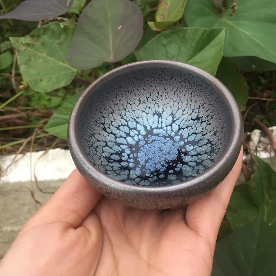 JZ202 Chinese Jian kiln tea bowl with oilspot glaze Small Tenmoku Tea Cup Natural Ceramic High Temporature Fired Eco-friendly tea cup