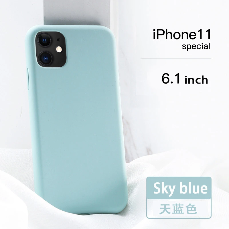Роскошный жидкий ТПУ силиконовый чехол для телефона для iPhone X 10 11 Pro XR XS Max ультра тонкий iPhone 8 7 6 6S Plus чехол карамельного цвета - Цвет: Небесно-голубой